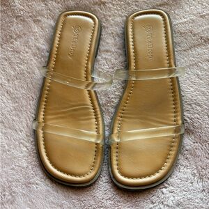 Clear Strap Tan Sandals